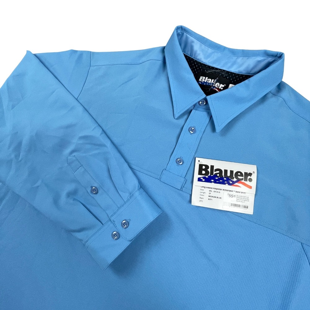 Blauer 8371 Mens 4XL 37 LS Poly ArmorSkin Base Shirt Medium Blue Uniform NWT